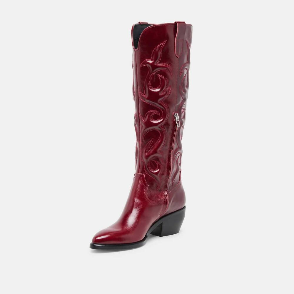 NEW DOLCE VITA women's mirla leather boots in oxblood - Picture 3 of 5
